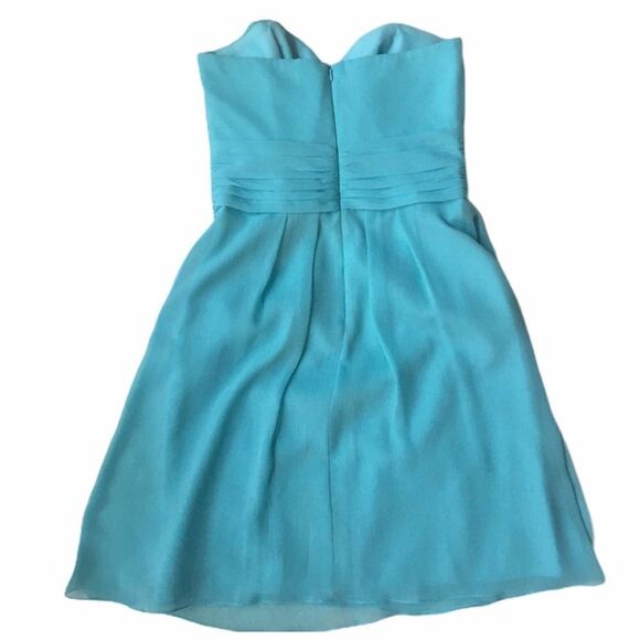 David’s Bridal Crinkle Chiffon Sweetheart Dress Blue Size 2 Bridesmaid Strapless - Picture 8 of 8